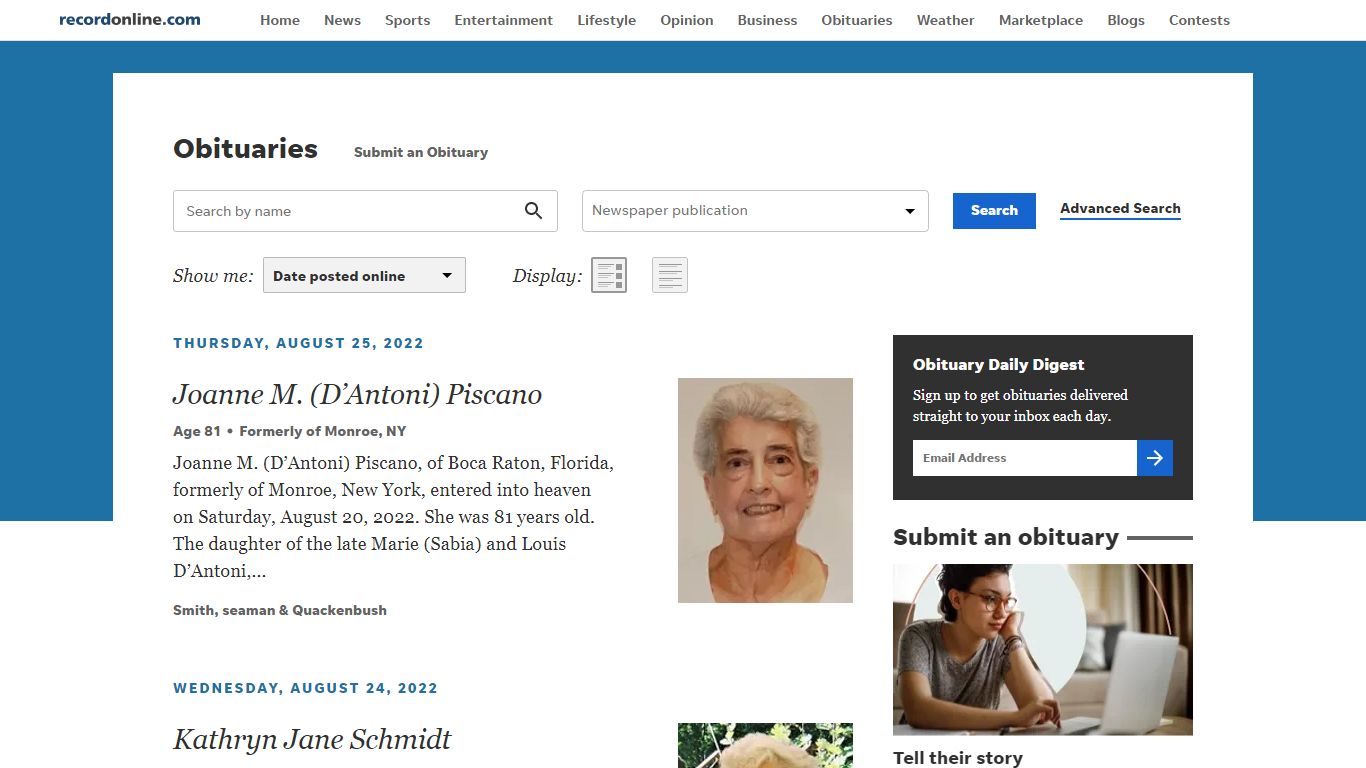 Times Herald-Record Obituaries in Middletown, NY | Times Herald-Record